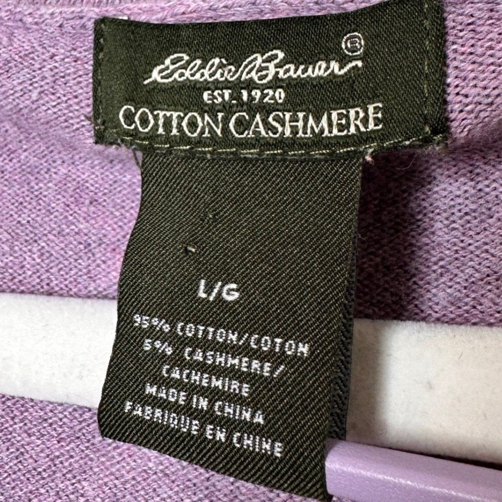 Eddie Bauer Womens Purple Cotton Cashmere V-Neck Button Cardigan Sweater Large - Picture 3 of 8